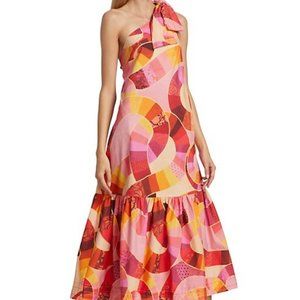 Farm Rio Patch Twirl One Shoulder Maxi Dress